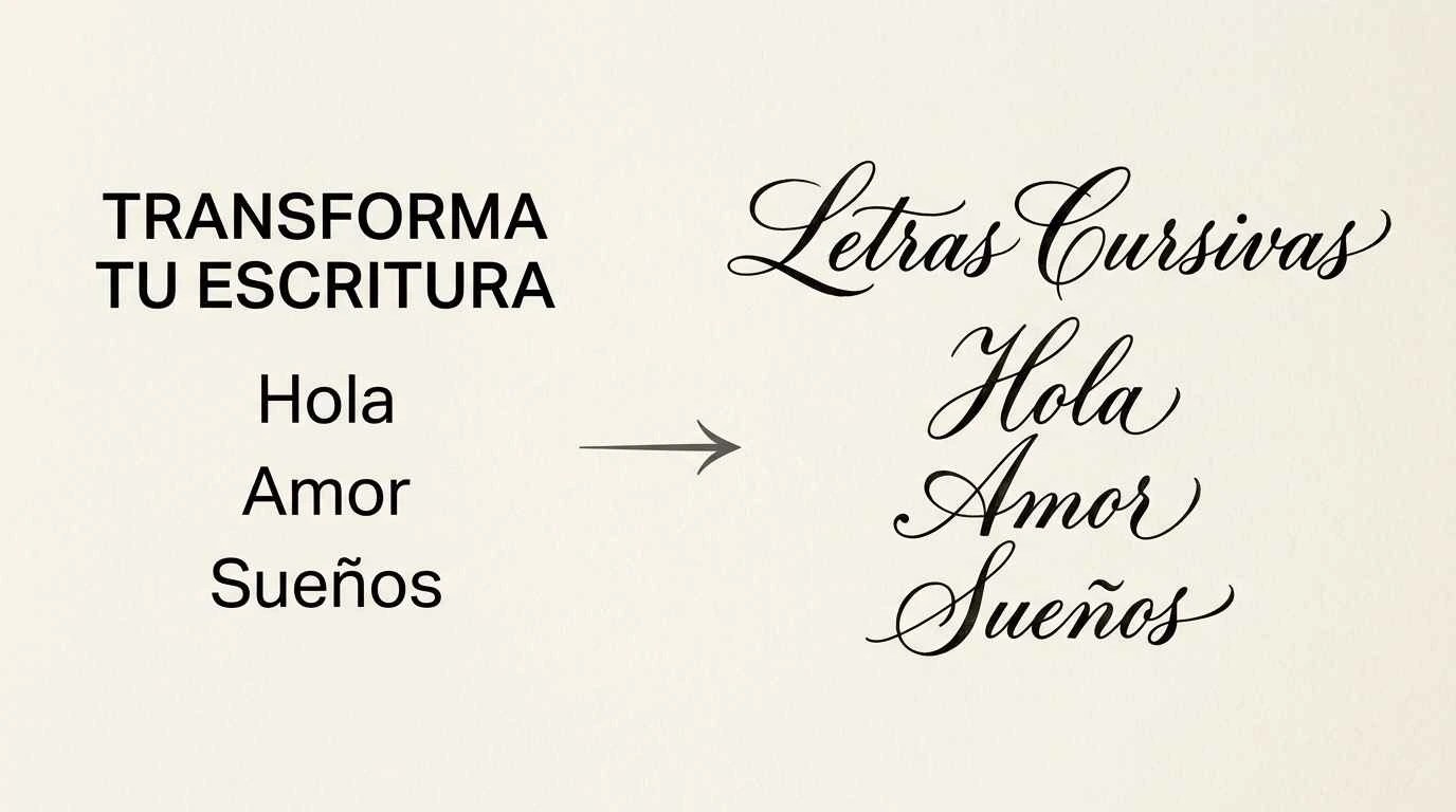 Letras cursivas de texto normal a escritura elegante