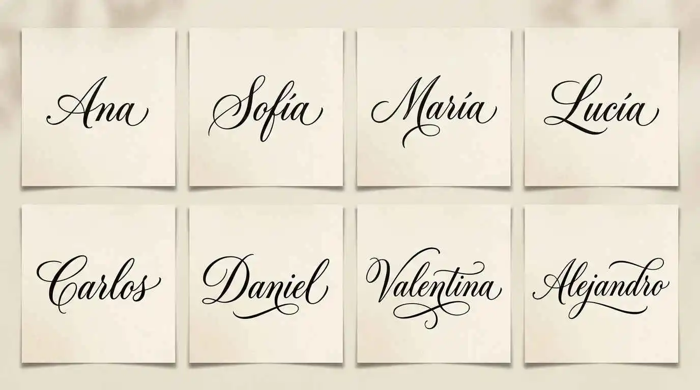 Nombres escritos en letras cursivas bonitas