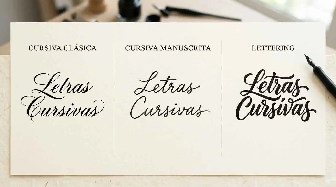 Tipos de letras cursivas, manuscritas y lettering