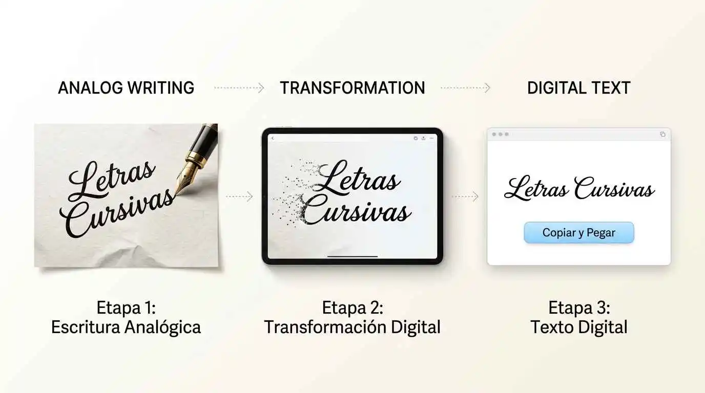 Usos de letras cursivas en Instagram, tarjetas y cuadernos